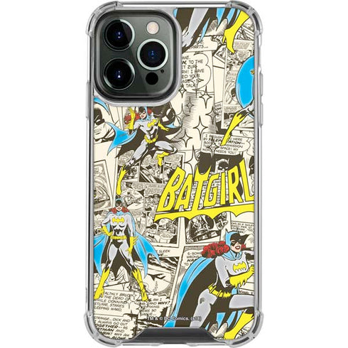 DC Comics Batman Batgirl Vintage Action pose pattern iPhone 13 Pro Max Clear Case
